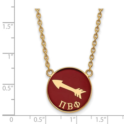Vergoldet Sterlingsilber Logoart Pi Beta Phi Sorority Symbol Groß Farbe Emaille Anhänger 18 Zoll Halskette