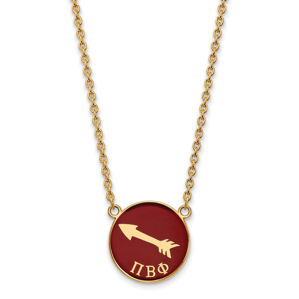 Vergoldet Sterlingsilber Logoart Pi Beta Phi Sorority Symbol Groß Farbe Emaille Anhänger 18 Zoll Halskette