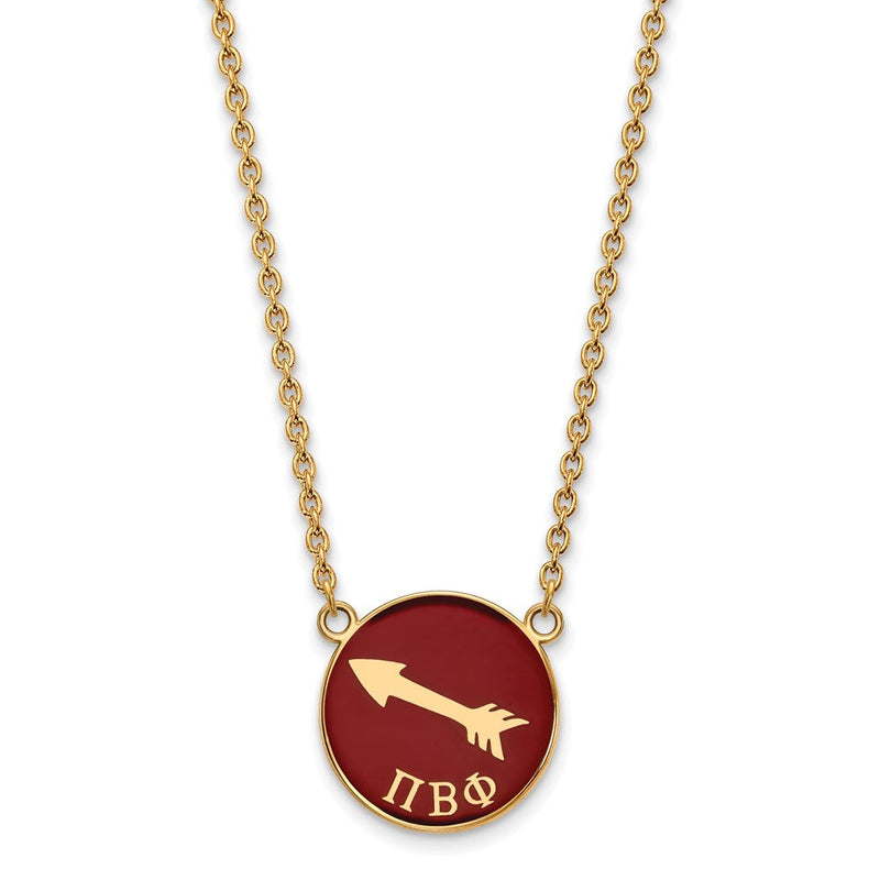 Vergoldet Sterlingsilber Logoart Pi Beta Phi Sorority Symbol Groß Farbe Emaille Anhänger 18 Zoll Halskette