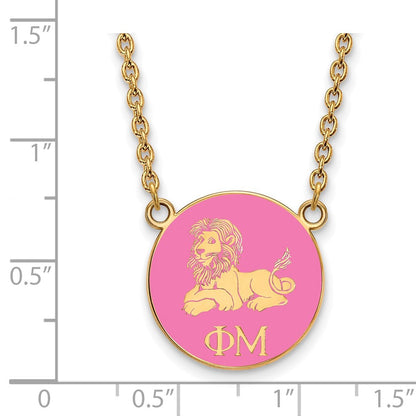 Vergoldet Sterlingsilber Logoart Phi Mu Sorority Symbol Klein Farbe Emaille Anhänger 18 Zoll Halskette