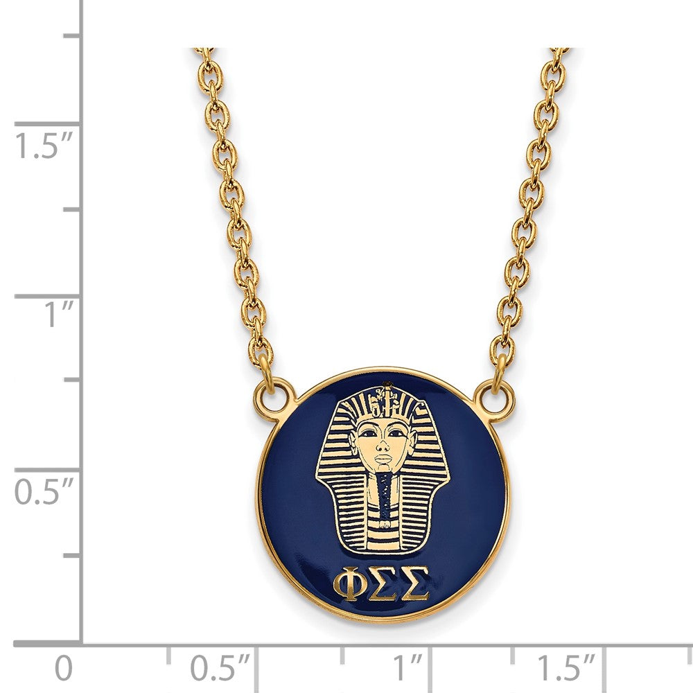 Vergoldet Sterlingsilber Logoart Phi Sigma Sorority Symbol Groß Farbe Emaille Anhänger 18 Zoll Halskette