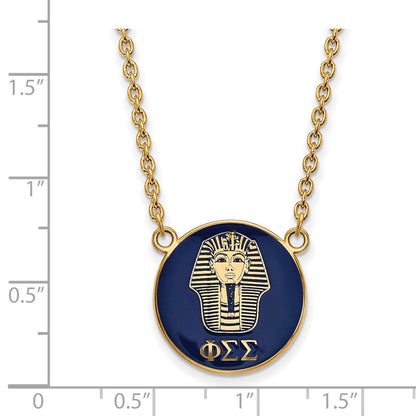 Vergoldet Sterlingsilber Logoart Phi Sigma Sorority Symbol Groß Farbe Emaille Anhänger 18 Zoll Halskette