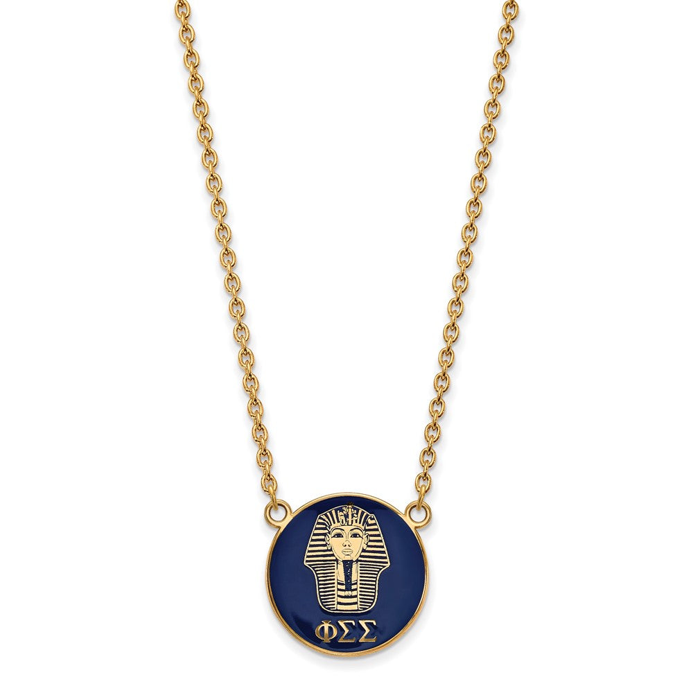 Vergoldet Sterlingsilber Logoart Phi Sigma Sorority Symbol Groß Farbe Emaille Anhänger 18 Zoll Halskette