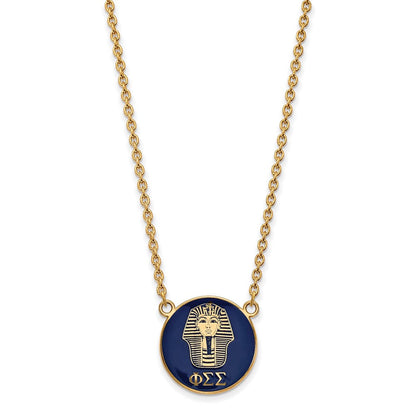 Vergoldet Sterlingsilber Logoart Phi Sigma Sorority Symbol Groß Farbe Emaille Anhänger 18 Zoll Halskette