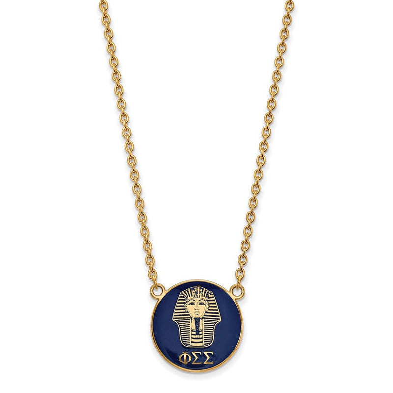 Vergoldet Sterlingsilber Logoart Phi Sigma Sorority Symbol Groß Farbe Emaille Anhänger 18 Zoll Halskette