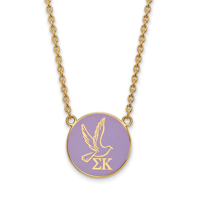 Vergoldet Sterlingsilber Logoart Sigma Kappa Sorority Symbol Groß Farbe Emaille Anhänger 18 Zoll Halskette