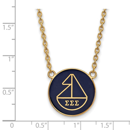 Vergoldet Sterlingsilber Logoart Sigma Sorority Symbol Groß Farbe Emaille Anhänger 18 Zoll Halskette