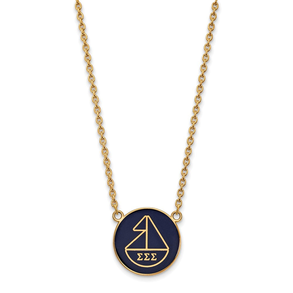 Vergoldet Sterlingsilber Logoart Sigma Sorority Symbol Groß Farbe Emaille Anhänger 18 Zoll Halskette