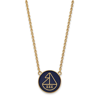 Vergoldet Sterlingsilber Logoart Sigma Sorority Symbol Groß Farbe Emaille Anhänger 18 Zoll Halskette