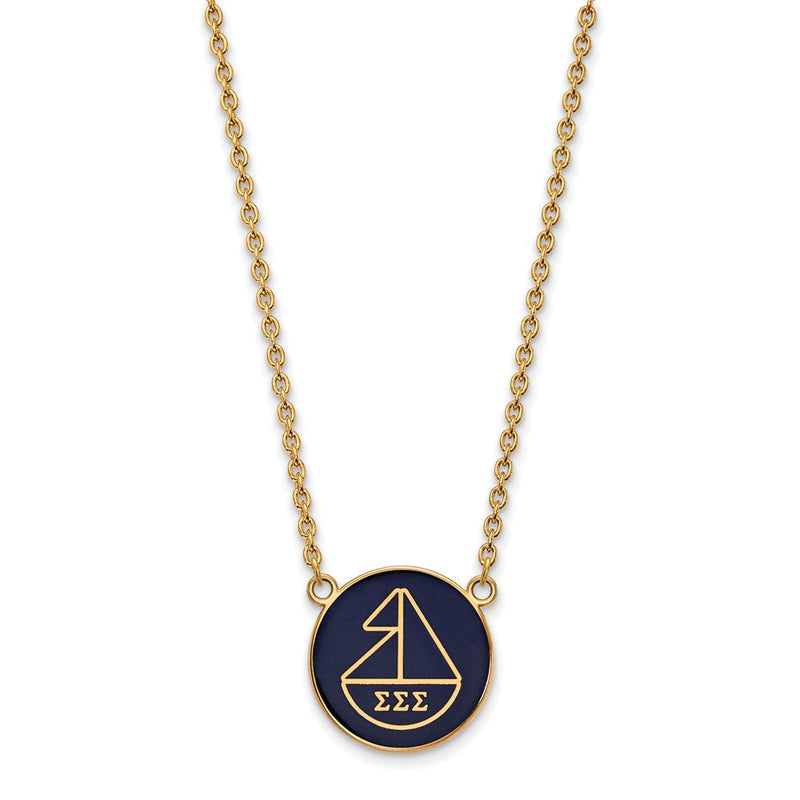 Vergoldet Sterlingsilber Logoart Sigma Sorority Symbol Groß Farbe Emaille Anhänger 18 Zoll Halskette