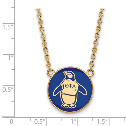 Vergoldet Sterlingsilber Logoart Theta Phi Alpha Sorority Symbol Groß Farbe Emaille Anhänger 18 Zoll Halskette
