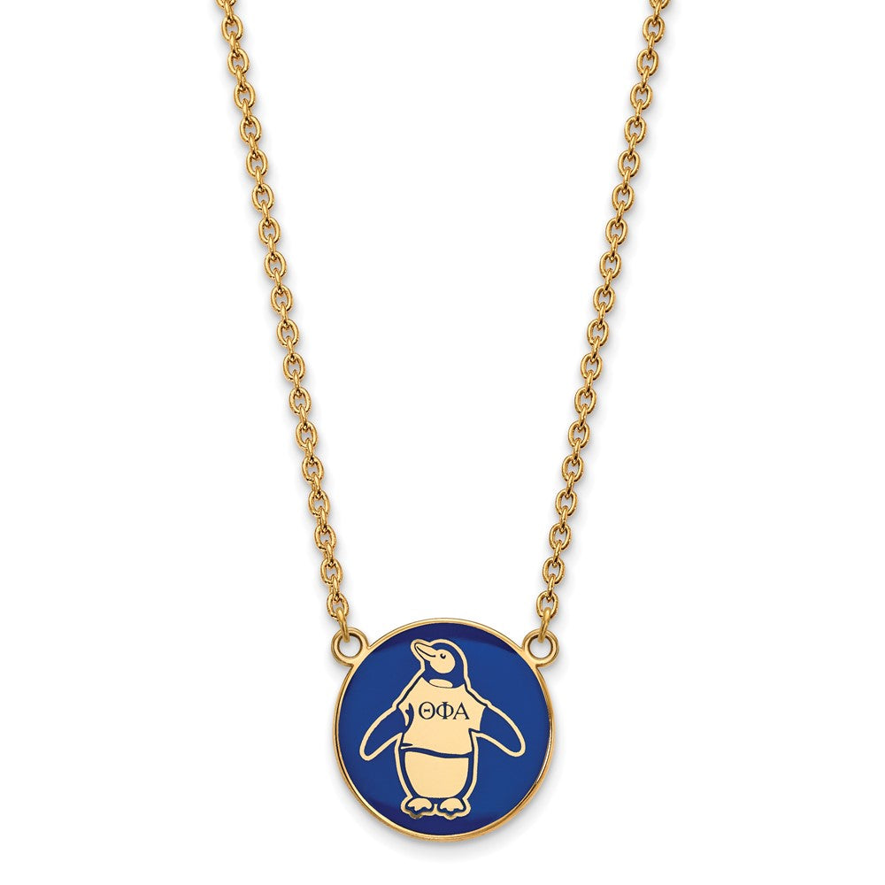 Vergoldet Sterlingsilber Logoart Theta Phi Alpha Sorority Symbol Groß Farbe Emaille Anhänger 18 Zoll Halskette