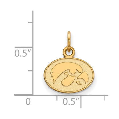 Vergoldet Sterlingsilber Logoart University Of Iowa Hawk Extra Klein Oval Anhänger