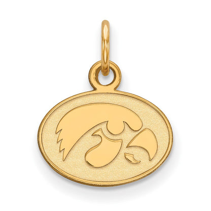 Vergoldet Sterlingsilber Logoart University Of Iowa Hawk Extra Klein Oval Anhänger