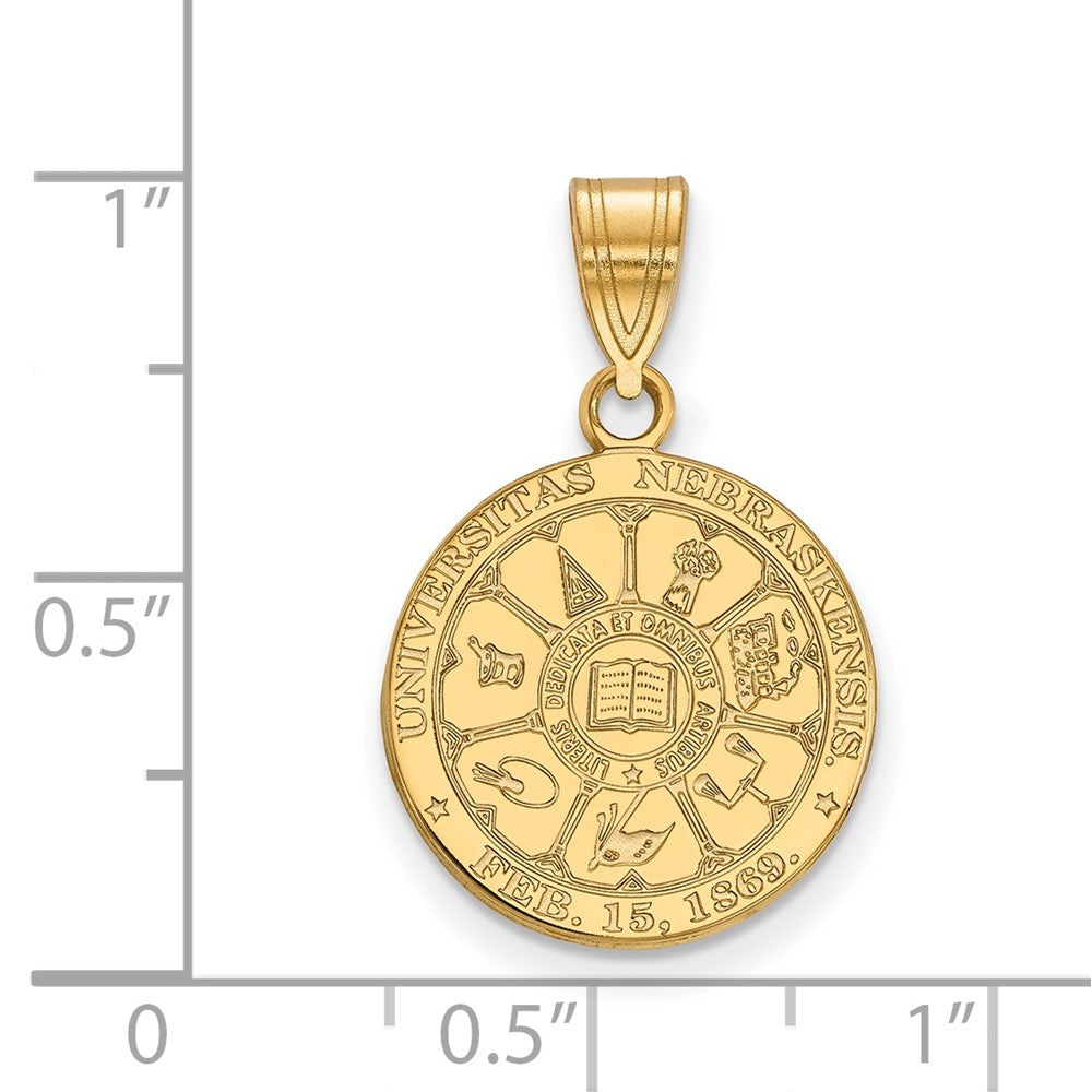 Vergoldet Sterlingsilber Logoart University Of Nebraska Mittel Wappen Anhänger