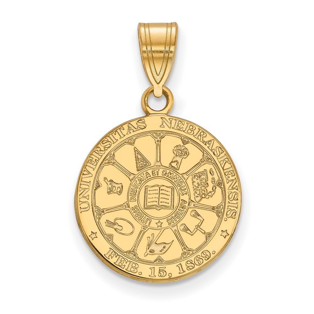 Vergoldet Sterlingsilber Logoart University Of Nebraska Mittel Wappen Anhänger
