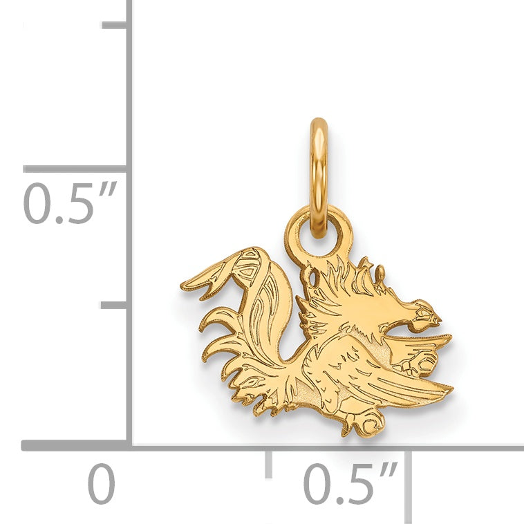 10K Gelbgold Logoart University Of South Carolina Gamecock Extra Klein Anhänger