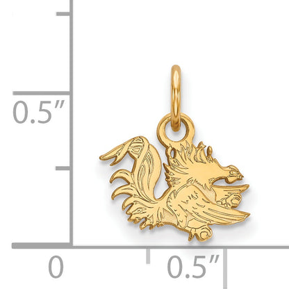 10K Gelbgold Logoart University Of South Carolina Gamecock Extra Klein Anhänger