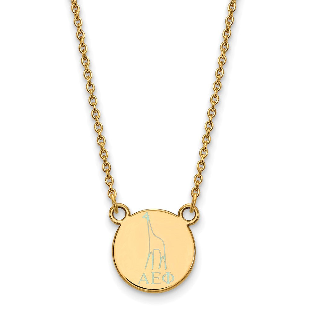 Vergoldet Sterlingsilber Logoart Alpha Epsilon Phi Sorority Symbol Extra Klein Farbe Emaille Anhänger 18 Zoll Halskette