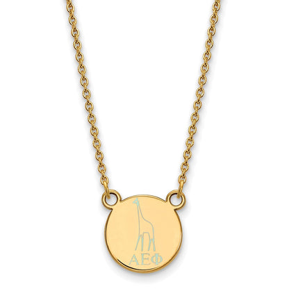 Vergoldet Sterlingsilber Logoart Alpha Epsilon Phi Sorority Symbol Extra Klein Farbe Emaille Anhänger 18 Zoll Halskette