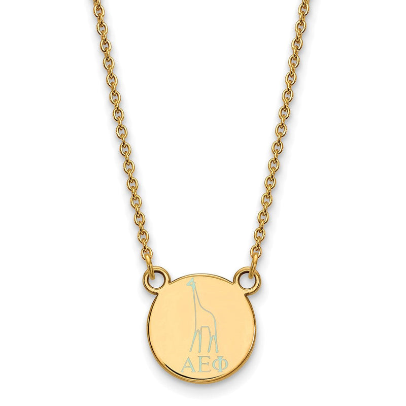 Vergoldet Sterlingsilber Logoart Alpha Epsilon Phi Sorority Symbol Extra Klein Farbe Emaille Anhänger 18 Zoll Halskette