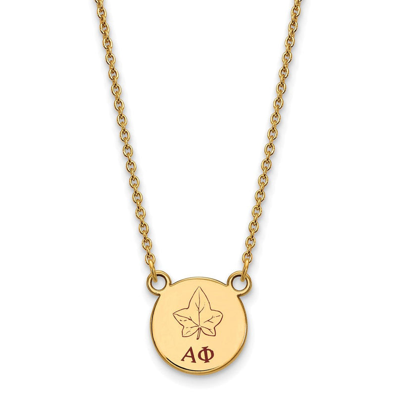 Vergoldet Sterlingsilber Logoart Alpha Phi Sorority Symbol Klein Farbe Emaille Anhänger 18 Zoll Halskette