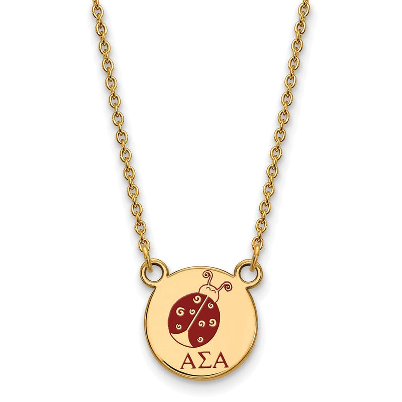 Vergoldet Sterlingsilber Logoart Alpha Sigma Sorority Symbol Klein Farbe Emaille Anhänger 18 Zoll Halskette