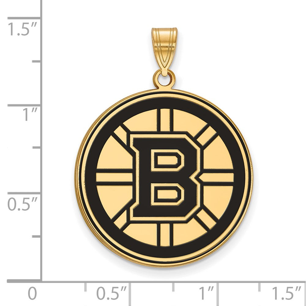 Vergoldet Sterlingsilber Nhl Logoart Boston Bruins Extra Groß Emailliert Anhänger