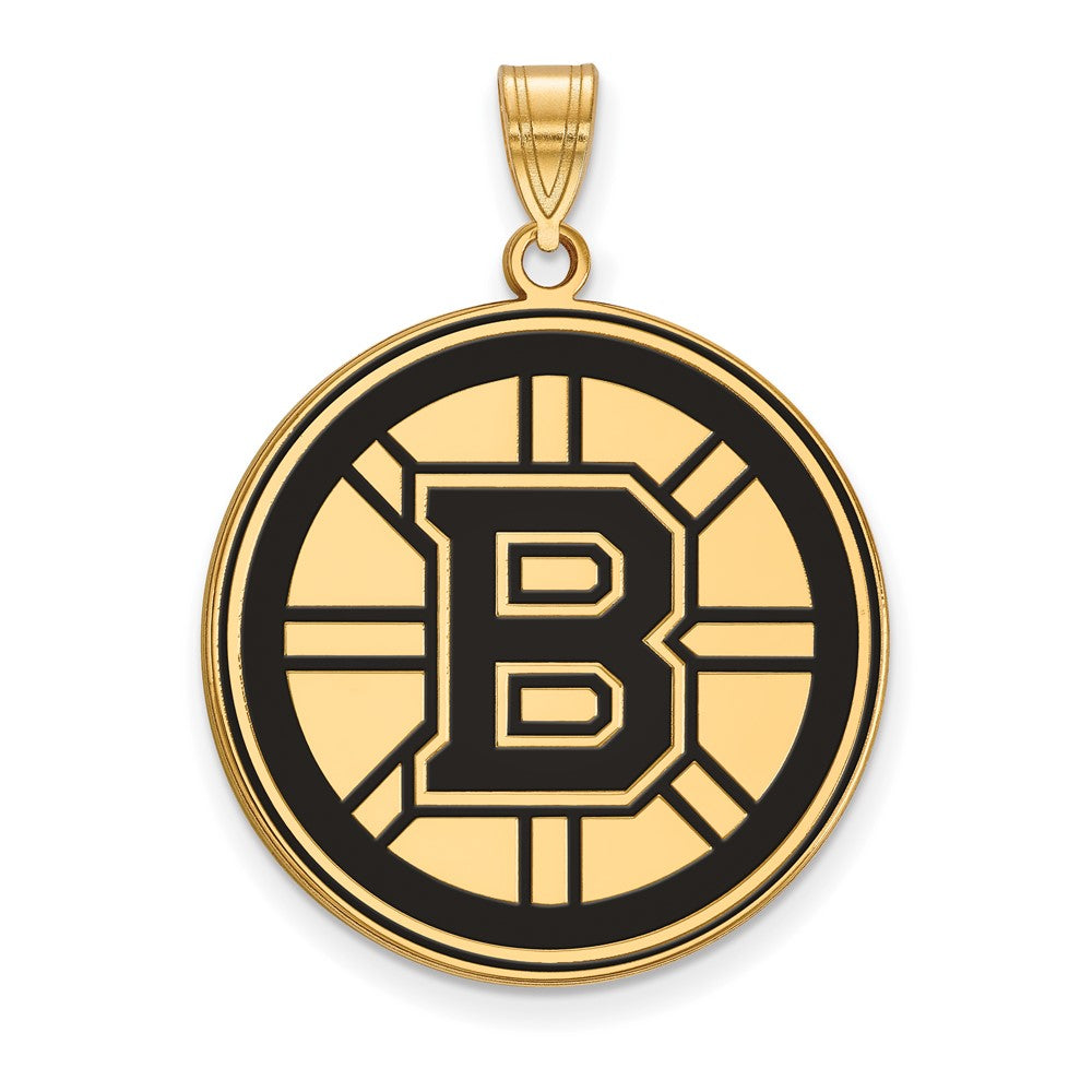 Vergoldet Sterlingsilber Nhl Logoart Boston Bruins Extra Groß Emailliert Anhänger
