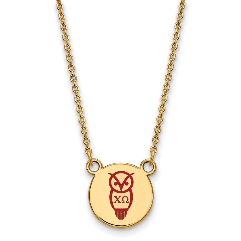 Vergoldet Sterlingsilber Logoart Chi Omega Sorority Symbol Klein Farbe Emaille Anhänger 18 Zoll Halskette