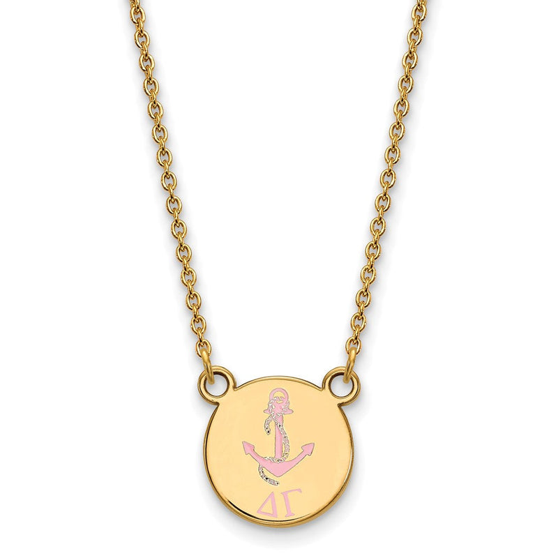 Vergoldet Sterlingsilber Logoart Delta Gamma Sorority Symbol Klein Farbe Emaille Anhänger 18 Zoll Halskette