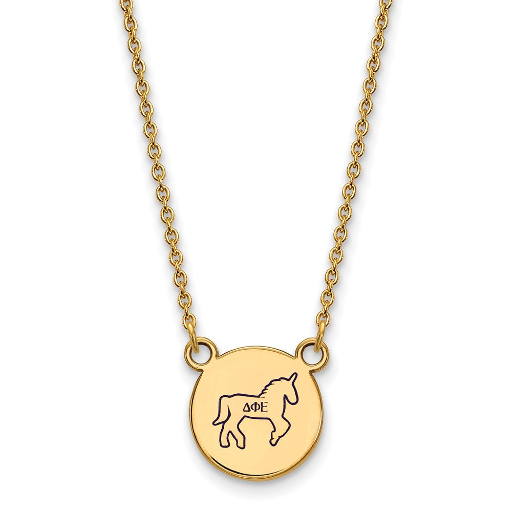 Vergoldet Sterlingsilber Logoart Delta Phi Epsilon Sorority Symbol Klein Farbe Emaille Anhänger 18 Zoll Halskette