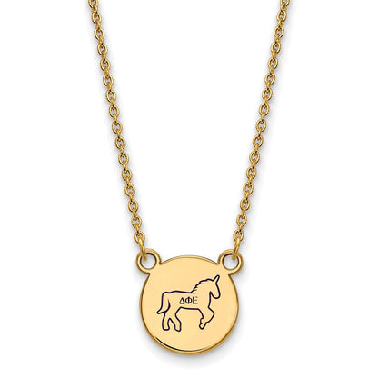 Vergoldet Sterlingsilber Logoart Delta Phi Epsilon Sorority Symbol Klein Farbe Emaille Anhänger 18 Zoll Halskette