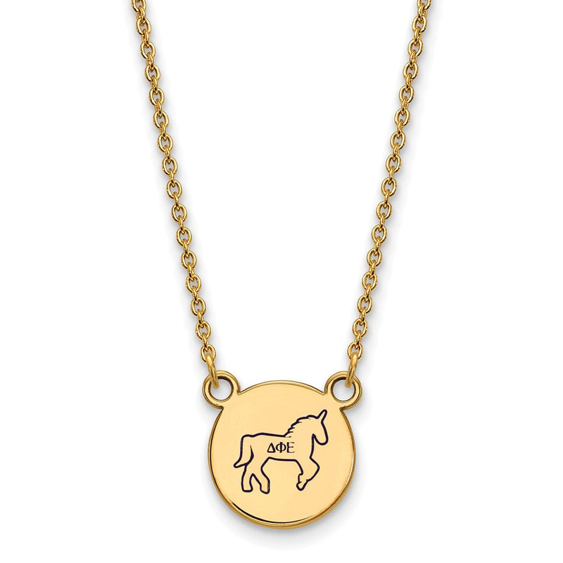 Vergoldet Sterlingsilber Logoart Delta Phi Epsilon Sorority Symbol Klein Farbe Emaille Anhänger 18 Zoll Halskette