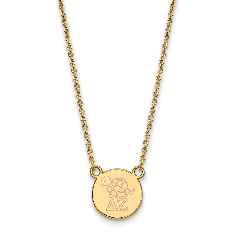 Vergoldet Sterlingsilber Logoart Delta Zeta Sorority Symbol Klein Farbe Emaille Anhänger 18 Zoll Halskette
