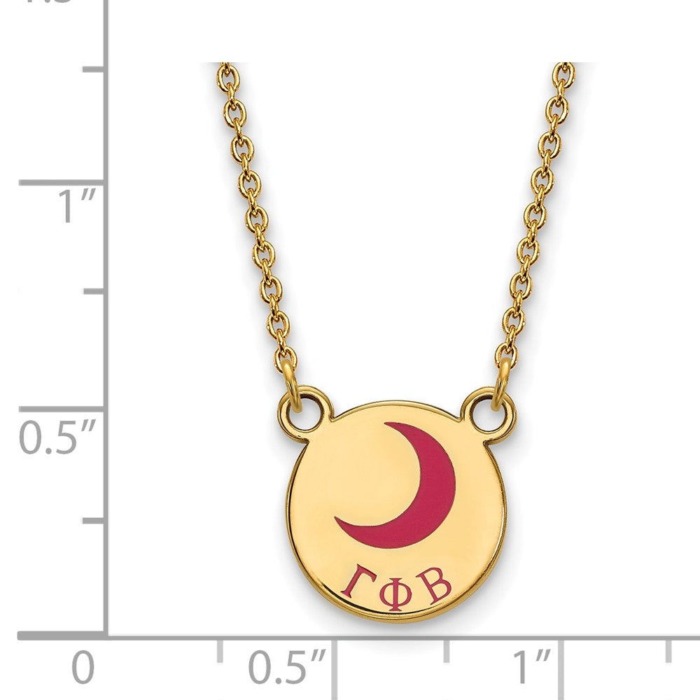 Vergoldet Sterlingsilber Logoart Gamma Phi Beta Sorority Symbol Klein Farbe Emaille Anhänger 18 Zoll Halskette