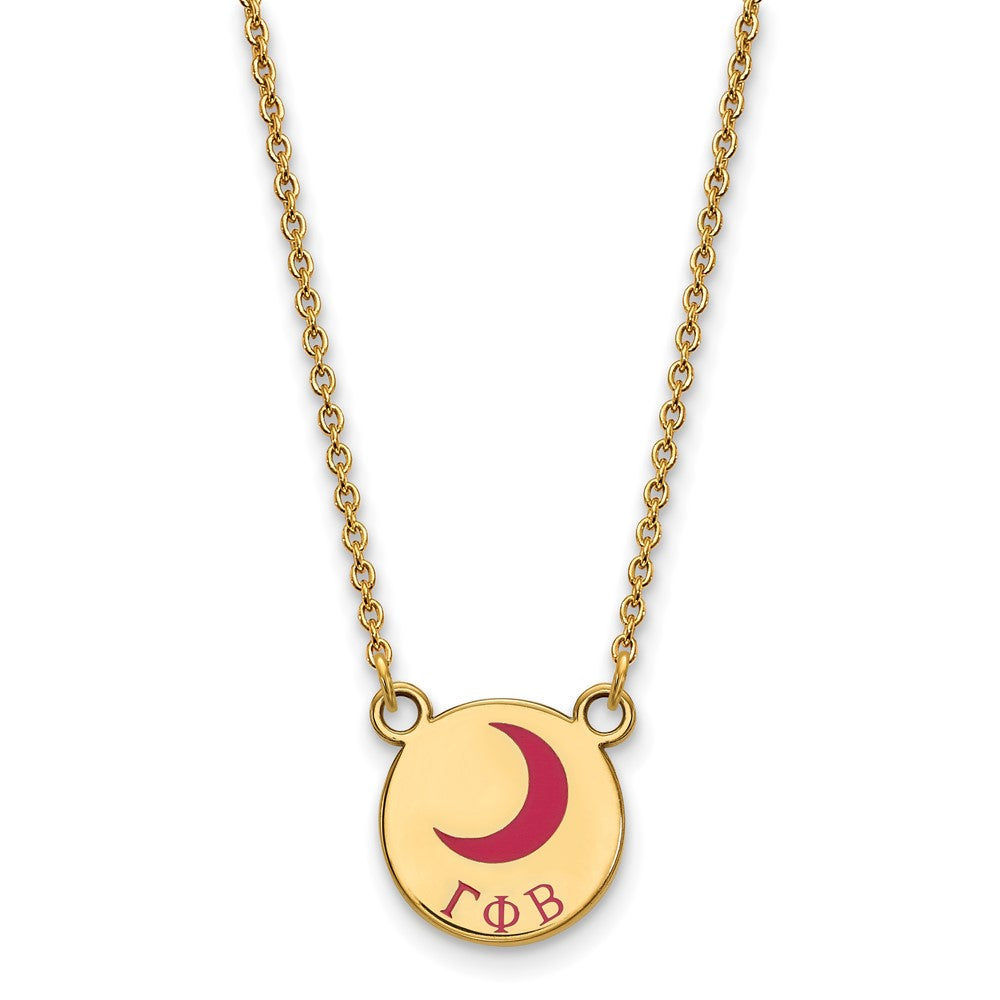 Vergoldet Sterlingsilber Logoart Gamma Phi Beta Sorority Symbol Klein Farbe Emaille Anhänger 18 Zoll Halskette