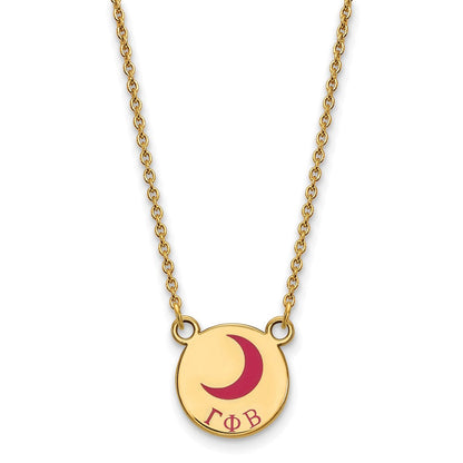 Vergoldet Sterlingsilber Logoart Gamma Phi Beta Sorority Symbol Klein Farbe Emaille Anhänger 18 Zoll Halskette