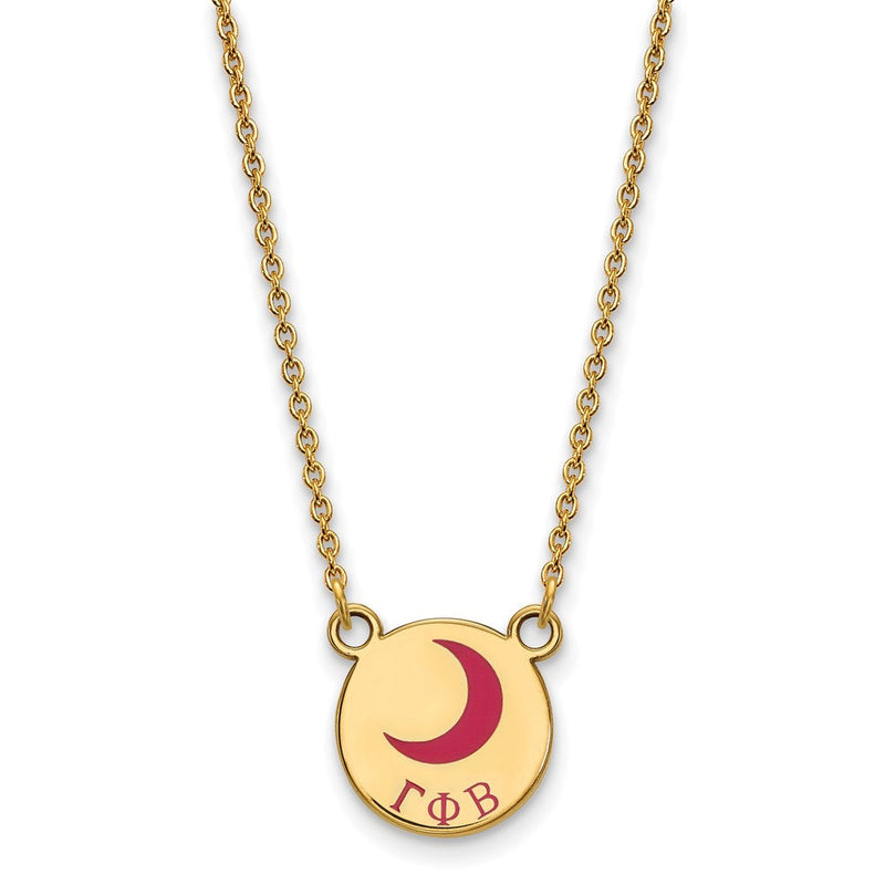 Vergoldet Sterlingsilber Logoart Gamma Phi Beta Sorority Symbol Klein Farbe Emaille Anhänger 18 Zoll Halskette
