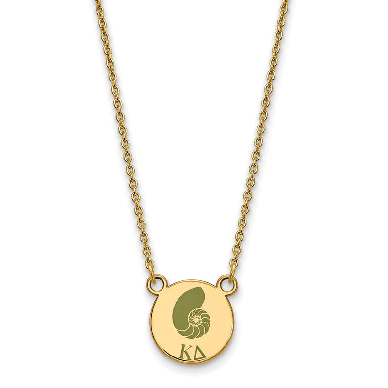 Vergoldet Sterlingsilber Logoart Kappa Delta Sorority Symbol Klein Farbe Emaille Anhänger 18 Zoll Halskette