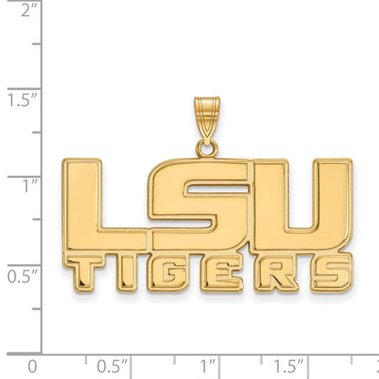 Vergoldet Sterlingsilber Logoart Louisiana State University L S U Tigers Groß Anhänger