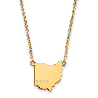 Vergoldet Sterlingsilber Logoart Miami University Ohio Form Zip Code Anhänger 18 Zoll Halskette