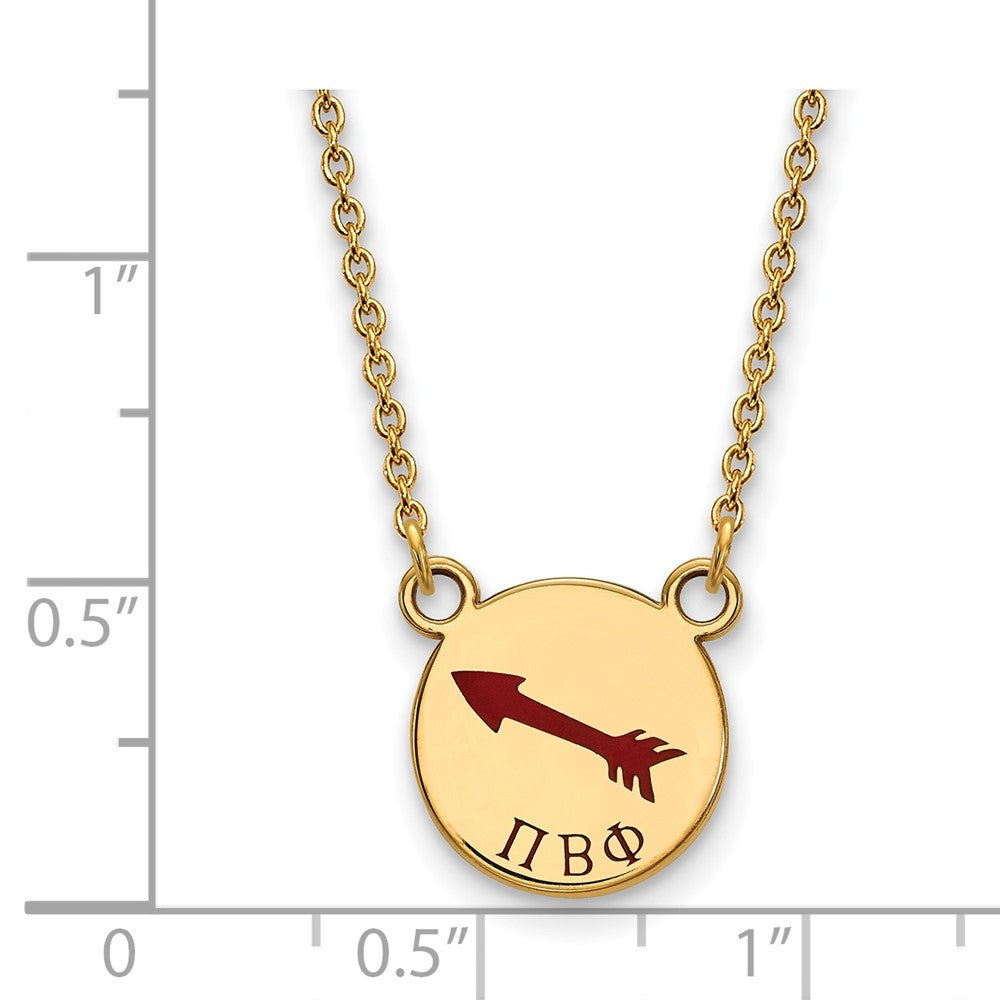 Vergoldet Sterlingsilber Logoart Pi Beta Phi Sorority Symbol Klein Farbe Emaille Anhänger 18 Zoll Halskette