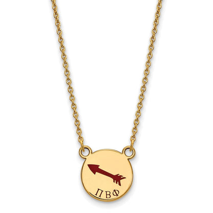Vergoldet Sterlingsilber Logoart Pi Beta Phi Sorority Symbol Klein Farbe Emaille Anhänger 18 Zoll Halskette
