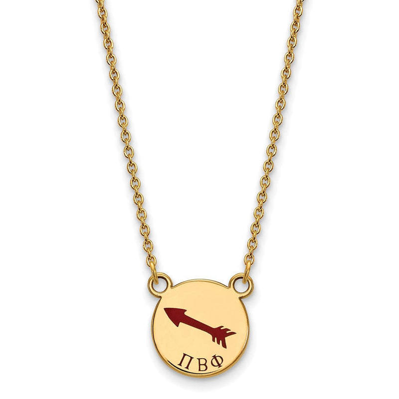 Vergoldet Sterlingsilber Logoart Pi Beta Phi Sorority Symbol Klein Farbe Emaille Anhänger 18 Zoll Halskette