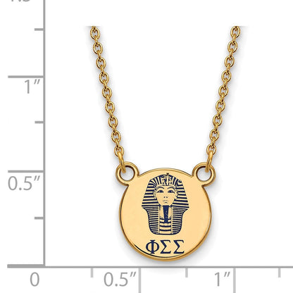 Vergoldet Sterlingsilber Logoart Phi Sigma Sorority Symbol Klein Farbe Emaille Anhänger 18 Zoll Halskette