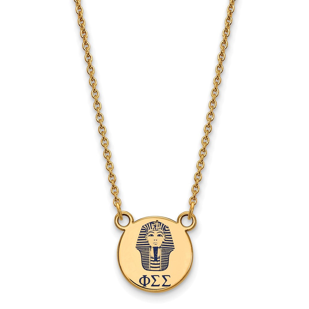 Vergoldet Sterlingsilber Logoart Phi Sigma Sorority Symbol Klein Farbe Emaille Anhänger 18 Zoll Halskette