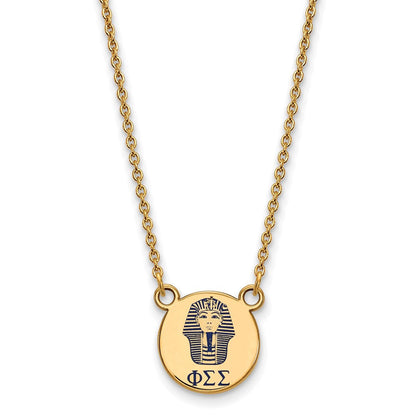 Vergoldet Sterlingsilber Logoart Phi Sigma Sorority Symbol Klein Farbe Emaille Anhänger 18 Zoll Halskette