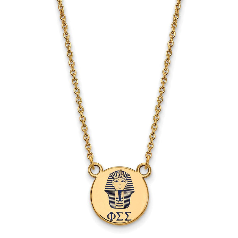 Vergoldet Sterlingsilber Logoart Phi Sigma Sorority Symbol Klein Farbe Emaille Anhänger 18 Zoll Halskette