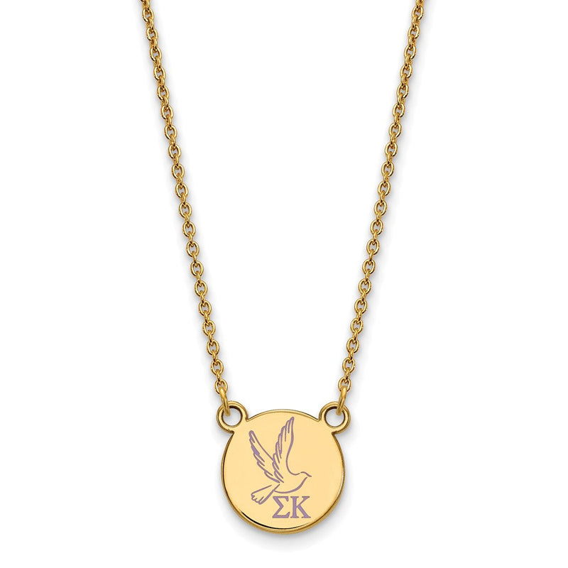 Vergoldet Sterlingsilber Logoart Sigma Kappa Sorority Symbol Klein Farbe Emaille Anhänger 18 Zoll Halskette